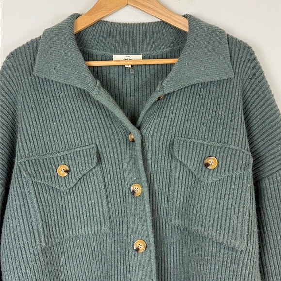 Entro Teal Ribbed Knit Cardigan Size Medium - Picture 3 of 9